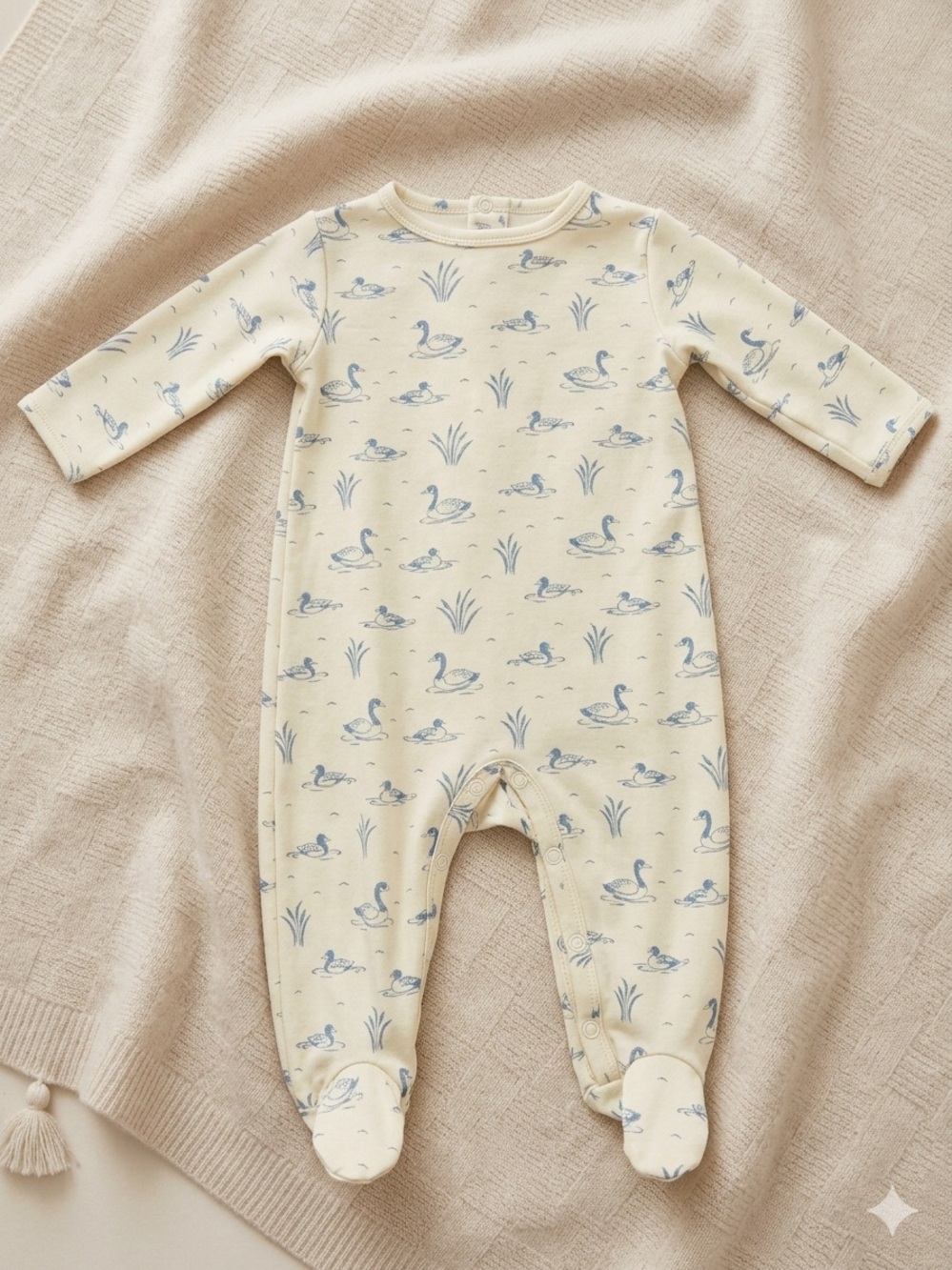 The Beaufort Bonnet Company Cream One-Piece with Blue Duck Print